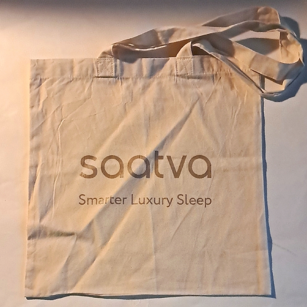 Saatva Luxury Sleep Square Cotton Tote Bag Cream